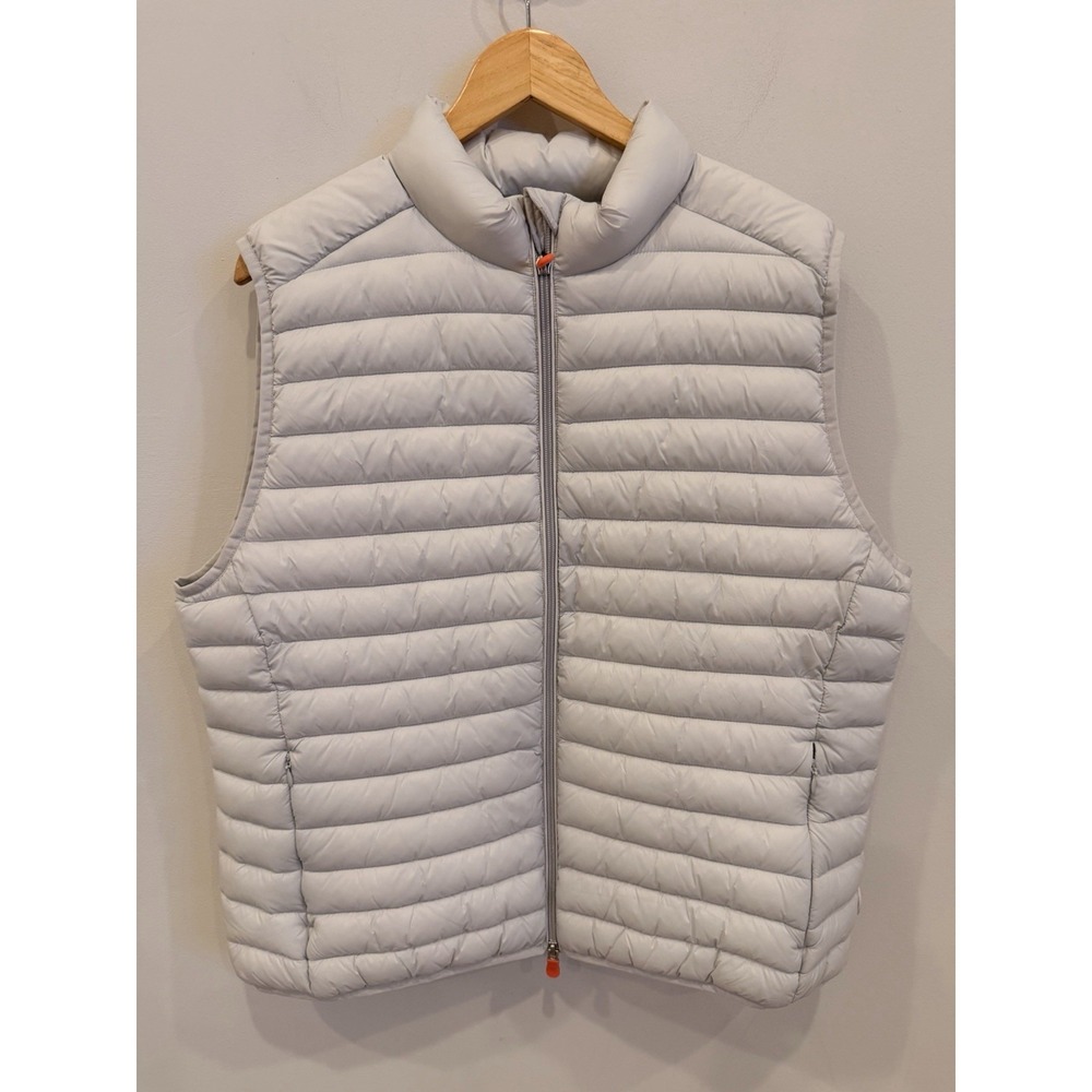 Save The Duck Womens Puffer Vest XL Gray Quilted Plumtech‎ Vegan NWT